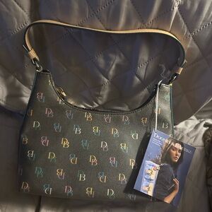 NWT Dooney & Bourke Black Multicolor Logo Shoulder Bag Y2K